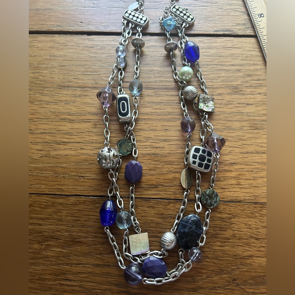 Lia Sophia Purple and Blue Necklace with Silver Charms